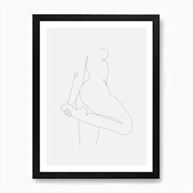 Nude Woman Continuous Line Drawing Art Print