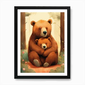 Two Bears Hugging Art Print