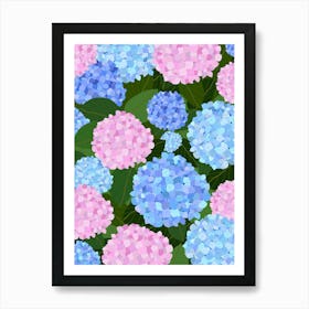 Hydrangeas Pink And Blue Art Print