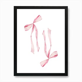 Pink Coquette Bows - White Art Print