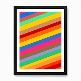 Rainbow Retro lines Pattern Art Print