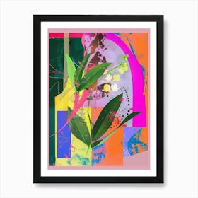 Lily Of The Valley 3 Neon Flower Collage Art Print