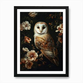 Barn Owl William Morris Elegant Oil Painting Style Poster