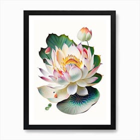 Lotus Flower Petals Decoupage 4 Art Print