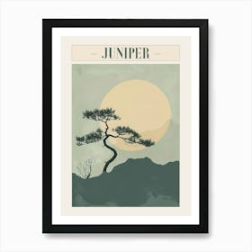 Juniper Tree Minimal Japandi Illustration 1 Poster Art Print
