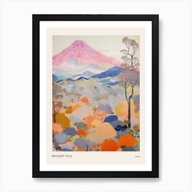 Mount Fuji Japan 2 Colourful Mountain Illustration Poster Art Print