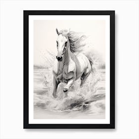 A Horse Oil Painting In Kaanapali Beach Hawaii, Usa, Portrait 3 Art Print