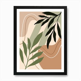 Abstract Leaves On A Beige Background Art Print