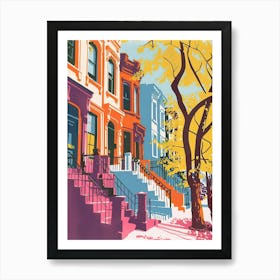 Brooklyn Heights New York Colourful Silkscreen Illustration 1 Art Print