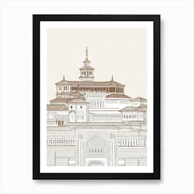 Alhambra 2 Granada Boho Landmark Illustration Art Print