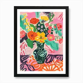 Matisse Inspired, Flowers In A Vase, Fauvism Style 1 Art Print