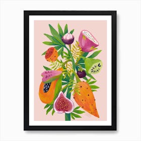 Exotic Fruits On Pink Background Art Print