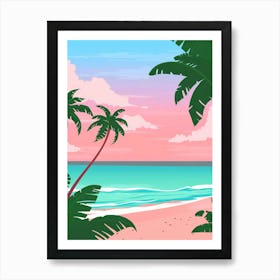 Beach Landscape With Palm Trees Art Print