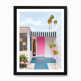 Pink Door At Mid Century Palm Springs Home Art Print