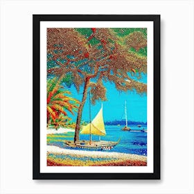 Mactan Island Philippines Pointillism Style Tropical Destination Art Print