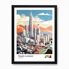 Kuala Lumpur, Malaysia, Geometric Illustration 3 Poster Art Print