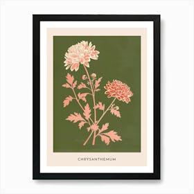 Pink & Green Chrysanthemum 2 Flower Poster Art Print