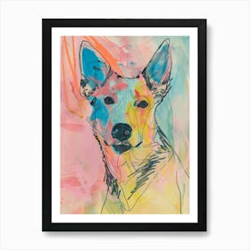 Colourful Dog Abstract Line Illustration 1 Art Print