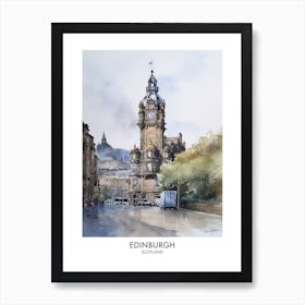 Edinburgh Scotland Watercolour Travel Poster 3 Art Print