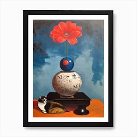 Anemone With A Cat 4 Dali Surrealism Style Art Print