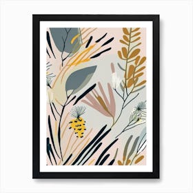 Running Pine Wildflower Modern Muted Colours 2 Art Print