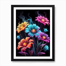 Colorful Flowers Wallpaper Art Print