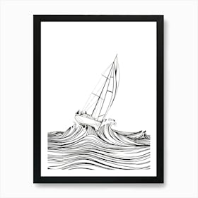 Sailing Boat In The Waves Art Print