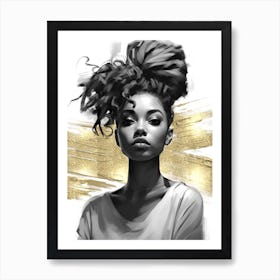 Black Girl with Gold Abstract 11 Art Print