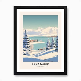 Vintage Winter Travel Poster Lake Tahoe Usa 2 Art Print