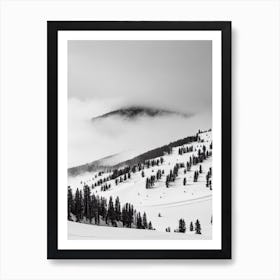 Mount Buller, Australia Black And White Skiing Poster Art Print