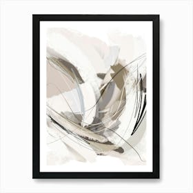 Greige Brush Strokes Abstract 2 Art Print