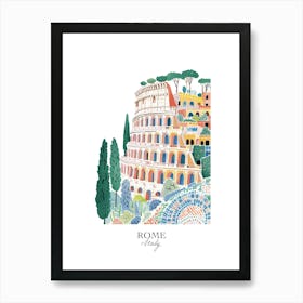 Rome Italy 2 Gouache Travel Illustration Art Print