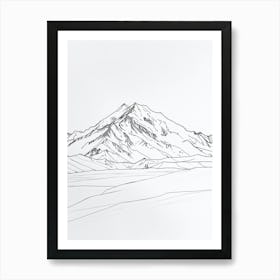 Mount Olympus Greece Line Drawing 3 Art Print