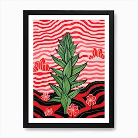 Pink And Red Plant Illustration Haworthia 2 Art Print