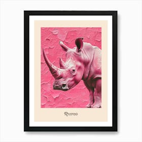 Pink Rhino Vintage Poster 1 Art Print