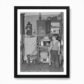 Girl In Corner Of Kitchen Of John Baker S Farm Home, Divide County, North Dakota By Russell Lee Art Print