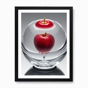 Red Apple In White Crystal 4 Art Print