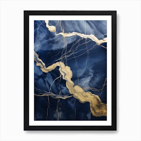 Gold And Blue Marble Art Print