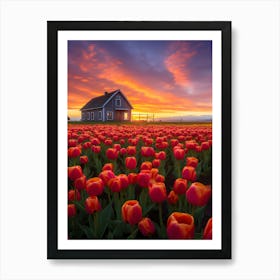 Sunset Over Tulips 2 Art Print