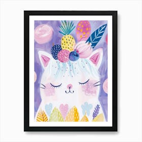 Cat With Pom Poms Art Print