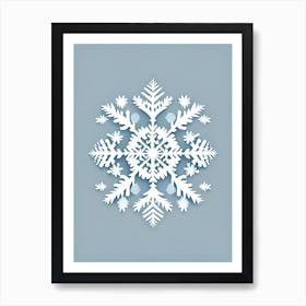 Frost, Snowflakes, Retro Minimal 3 Art Print