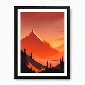 Misty Mountains Vertical Composition In Orange Tone 192 Art Print