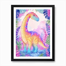 Rainbow Edmontosaurus Dinosaur 2 Art Print