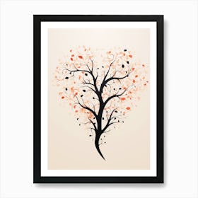 Swirl Cream & Coral Tree Heart 3 Art Print