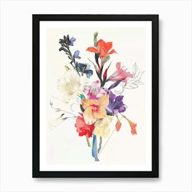 Gladiolus 2 Collage Flower Bouquet Art Print