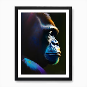 Side Profile Portrait Of A Gorilla Gorillas Bright Neon 2 Art Print