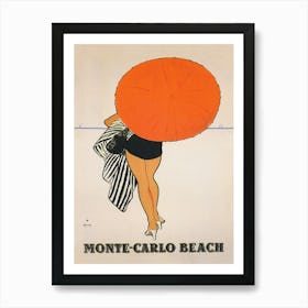 Monte Carlo Beach Vintage Travel Poster 1 Art Print