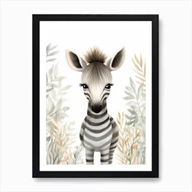 Watercolour Jungle Animal Baby Zebra 2 Art Print