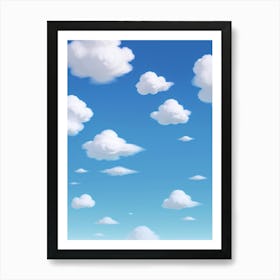 Fluffy Clouds Blue Sky Art Print