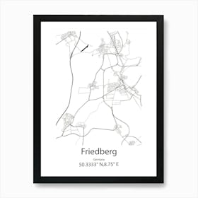 Friedberg,Germany Minimalist Map Art Print